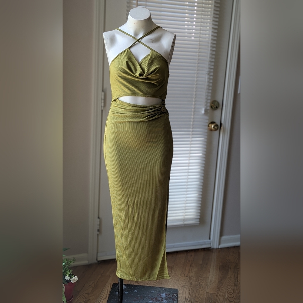 SHEIN Olive Green Body Con Dress